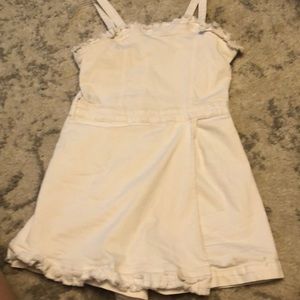 white dress with shorts soo cute with a belt